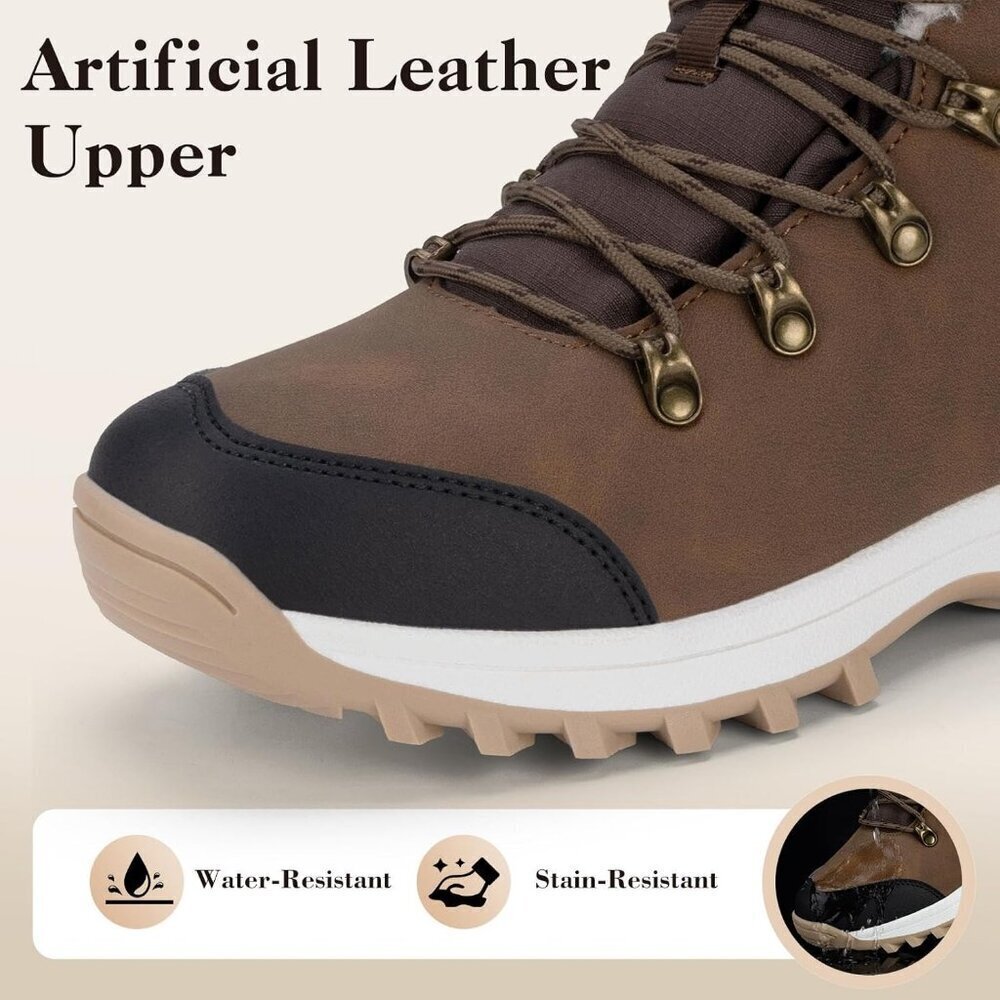 Women’s Brown Water Resistant Warm Snow Boots Fur Lined Non Slip Outdoor - Picture 2 of 7